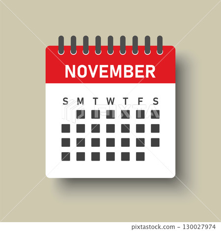 Vector template icon page calendar, month November 130027974