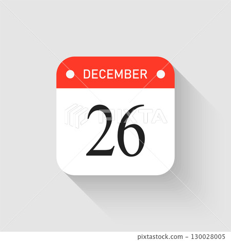 Vector icon page day calendar - 26 December month 130028005