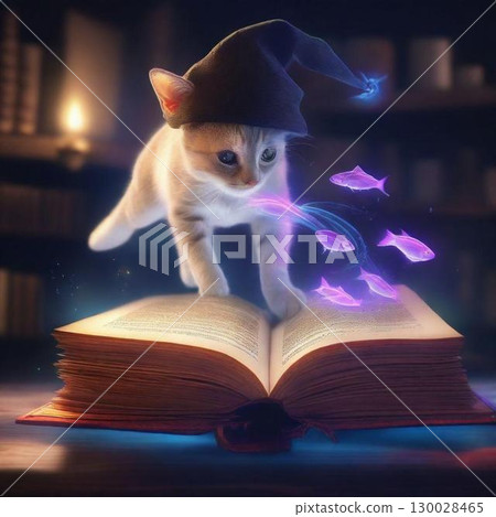 神秘空間裡的一本書和一隻可愛的小貓 神秘空間裡的一本書和一隻可愛的小貓 130028465