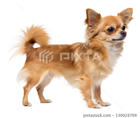 long-haired Chihuahua on transparent background 130028709