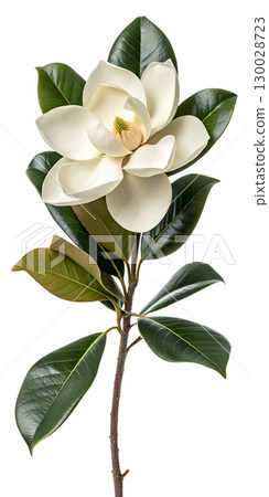 Elegant magnolia bloom isolated on transparent background 130028723