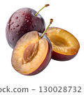 Ripe plum isolated on transparent background 130028732