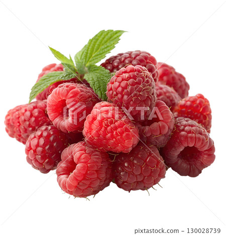 Handful of fresh raspberries on transparent background Handful of fresh raspberries on transparent background 130028739