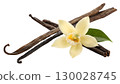 Bourbon vanilla pod and vanilla flower on transparent background 130028745
