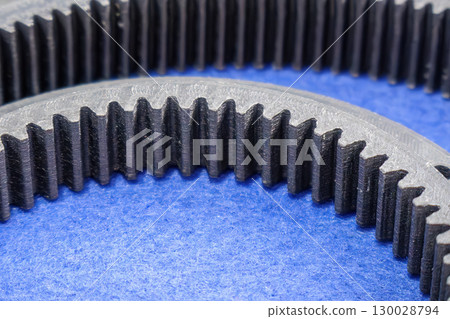 Close up scene inner gear shape part 3D printing method in the blue tone scene. Close up scene inner gear shape part 3D printing method in the blue tone scene. 130028794