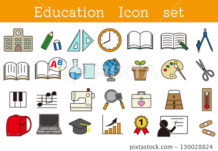 與學校相關的插圖圖示集 | 教育、學校、學習、學習 與學校相關的插圖圖示集 | 教育、學校、學習、學習 130028824