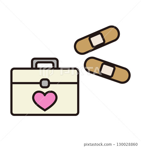 Simple first aid kit and bandage illustration Simple first aid kit and bandage illustration 130028860
