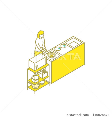 共享房屋的可愛插圖 130028872
