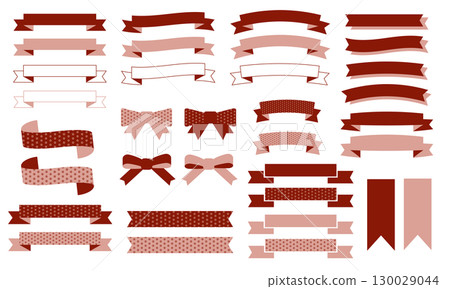 時尚可愛的復古紅色、粉紅色和圓點緞帶插畫素材集 時尚可愛的復古紅色、粉紅色和圓點緞帶插畫素材集 130029044