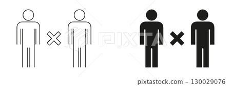 Two People With Cross Symbol Icon. Social Distancing, Separation, And Isolation Outline And Silhouette Symbol Collection. Public Health Safety Measures. Isolated Vector Illustration Two People With Cross Symbol Icon. Social Distancing, Separation, And Isolation Outline And Silhouette Symbol Collection. Public Health Safety Measures. Isolated Vector Illustration 130029076