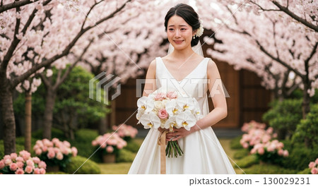 A bride with a bouquet 130029231