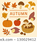 秋季風味插圖集（蘑菇、地瓜、蘋果、南瓜） 130029412