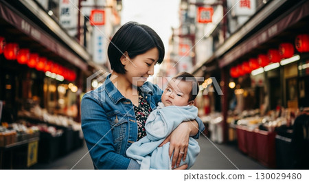Japanese baby and mother 130029480