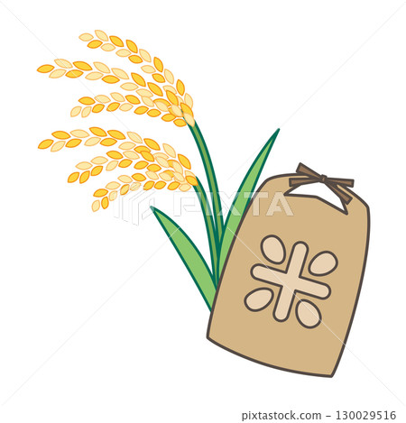 米袋和稻穗的插圖 130029516