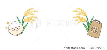 新水稻收穫影像的插圖橫幅 新水稻收穫影像的插圖橫幅 130029518