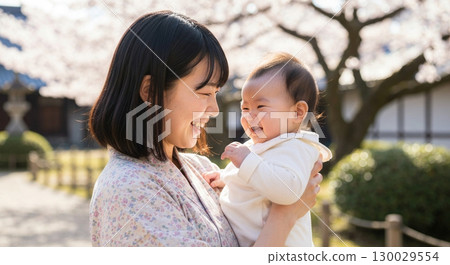 Japanese baby and mother 130029554
