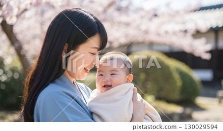 Japanese baby and mother 130029594
