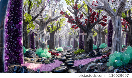 A forest landscape made of jewels A forest landscape made of jewels 130029697