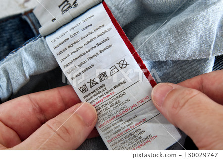 Washing instructions inside the jeans label: 100% cotton 130029747