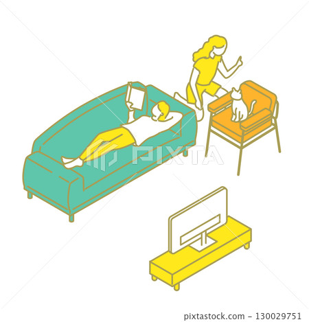 共享房屋的可愛插圖 共享房屋的可愛插圖 130029751