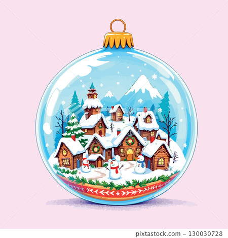 Vsai christmas ornament showing charming snow covered village and three snowmen 130030728