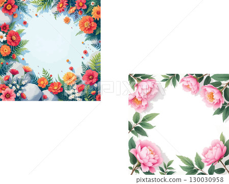 Vsai colorful floral frames creating space for text or design Vsai colorful floral frames creating space for text or design 130030958