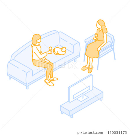 共享房屋的可愛插圖 130031173