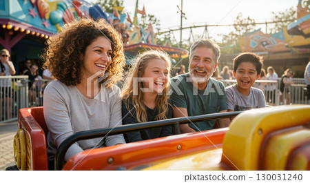 Family enjoying the theme park 130031240
