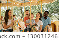 Family enjoying the theme park 130031246