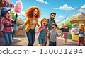Family enjoying the theme park 130031294