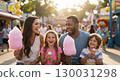 Family enjoying the theme park 130031298