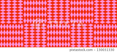 Circus seamless harlequin pattern with red and pink diamond rhombus shapes. Bold fun vector texture for costumes, party decor, or retro designs. Drag to swatches panel to use Circus seamless harlequin pattern with red and pink diamond rhombus shapes. Bold fun vector texture for costumes, party decor, or retro designs. Drag to swatches panel to use 130031330