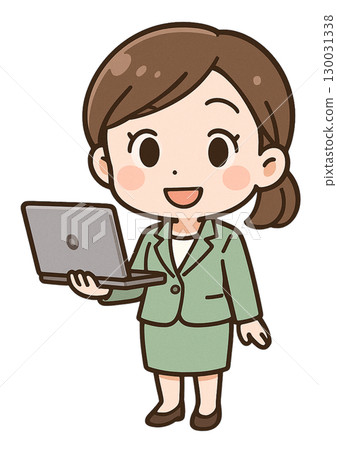 A smiling female engineer with a laptop in hand 130031338