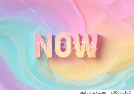 Pastel Abstract Gradient Background with Playful NOW Lettering and Smooth Shapes 130031397