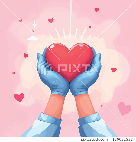 Vsai doctor or nurse is holding a red heart, healthcare and medical concept 130031552