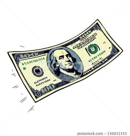 Vsai one hundred dollar bill floating in the air Vsai one hundred dollar bill floating in the air 130031553