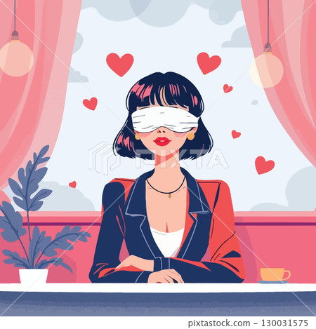 Vsai dreaming businesswoman wearing a sleep mask is waiting for love 130031575