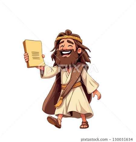 Vsai smiling prophet showing holy book and sharing spiritual wisdom Vsai smiling prophet showing holy book and sharing spiritual wisdom 130031634