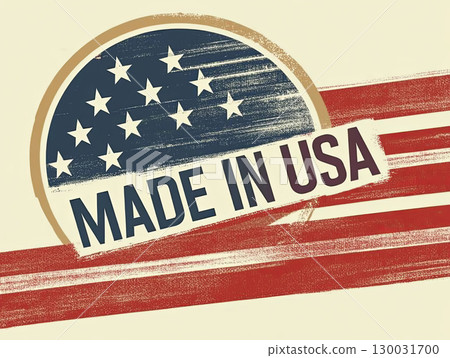 Vintage design featuring the phrase Made in USA with stars and stripes Vintage design featuring the phrase Made in USA with stars and stripes 130031700
