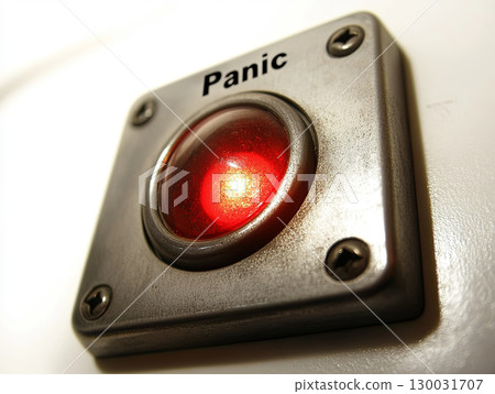 Panic button with illuminated red light signaling emergency alert system Panic button with illuminated red light signaling emergency alert system 130031707