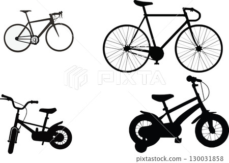 some bicycles of various shapes and models 130031858