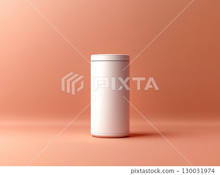Modern white container on a soft peach background  130031974