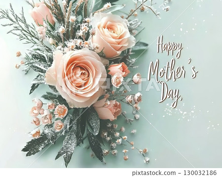 Beautiful bouquet of pink roses and delicate flowers for Mother's Day Beautiful bouquet of pink roses and delicate flowers for Mother's Day 130032186