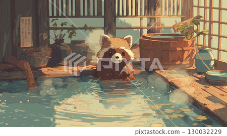 浣熊進入溫泉 浣熊進入溫泉 130032229