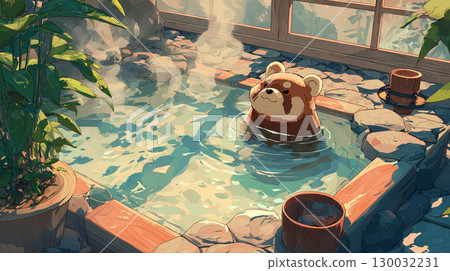 浣熊進入溫泉 浣熊進入溫泉 130032231