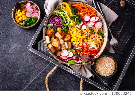 Vegan healthy poke bowl with tofu Vegan healthy poke bowl with tofu 130033245