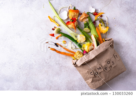 Vegetable waste for making compost. Zero waste concept 130033260
