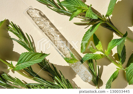 The texture of an organic cosmetic product in a test tube. The texture of an organic cosmetic product in a test tube. 130033445