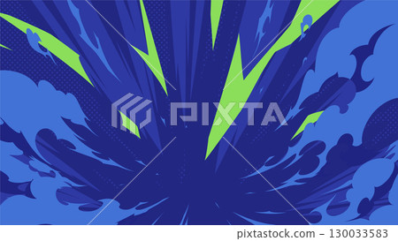 著陸撞擊煙霧和撞擊光背景插圖_藍綠_16:9 130033583