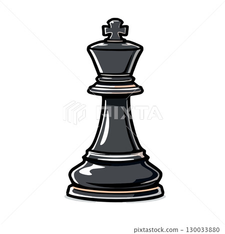 Vsai black king chess piece standing on white background 130033880